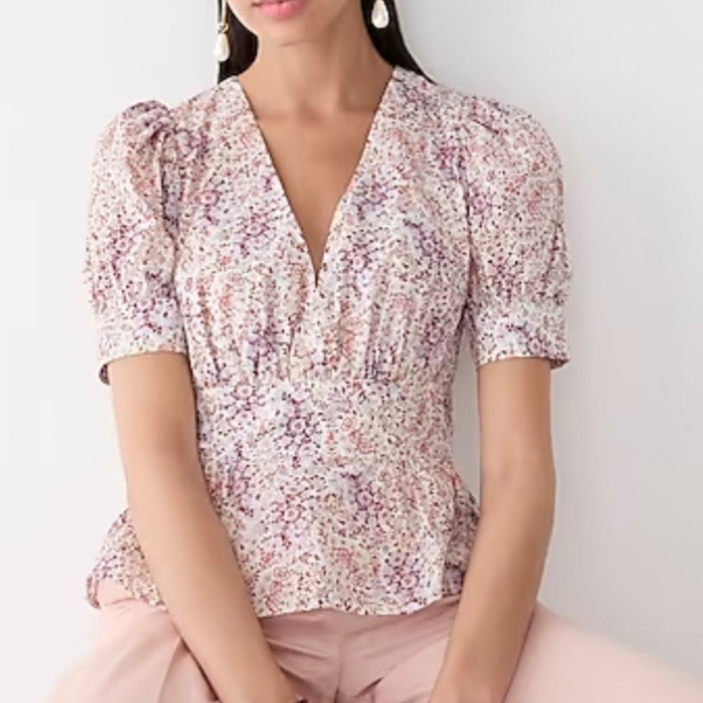 J. Crew Floral Blouse in Pink and Purple